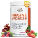 Country Farms Immune Defense Superfoods, Immune Support Supplement, Vitamin C with Black Elderberry, Echinacea, Turmeric, Supports Hydration, with Probiotics and Prebiotics, Berry Flavor, 60 Servings