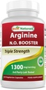 Best Naturals L-αργινίνη NO Booster Triple Strength 1300 mg Σερβίροντας 120 κάψουλες Veg - Κατασκευασμένες με L-αργινίνη, AAKG, L-Citrulline, Σκόνη τεύτλων