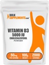 BulkSupplements.com Vitamin D3 Powder - Cholecalciferol, 5000 IU - Χωρίς γλουτένη, 50mg (125mcg βιταμίνης D3) ανά Σερβίρισμα, 100g (3, 5 oz) (πακέτο του 1)