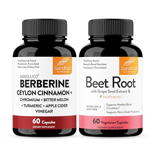 Sandhu's Blood Sugar Complex Bundle with Beetroot Powder Capsules (60 Count Each) | Supports Overall Wellness for Men & Women