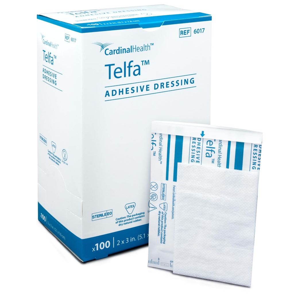 Covidien 6017 Telfa Adhesive Dressing, Sterile 1's in Peel-Back Package, 2" x 3" (Pack of 100)