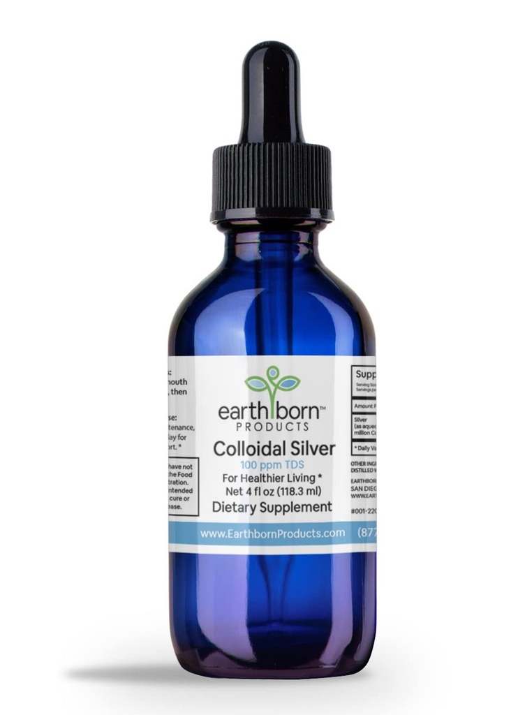 Colloidal Silver Liquid 100 PPM – (4 Fl Oz), Holistic Wellness, Hydrosol for Skin & Wellness – 99.999% Pure Silver Supplement