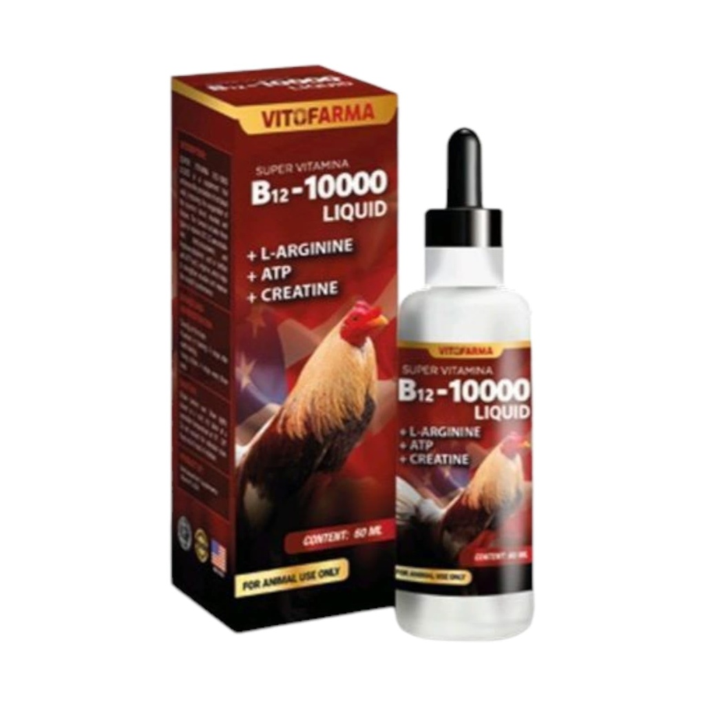 B-12 10000 Oral Liquid Supplements Roosters, Chickens, Poultry Vitamins Natural Product - 60 ml Health Support for Roosters