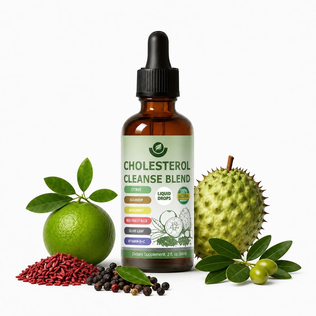 Red Yeast Rice Drops - Cholesterol Support Blend with Citrus,Bergamot, Olive Leaf and Black Pepper, Non-GMO Herbal Daily Wellness Supplement, 30 Servings