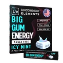 BIG GUM ENERGY & FOCUS – 80mg Caffeine + 40mg L-Theanine + 80mg Alpha GPC – Nootropic Chewing Gum for Focus, Energy & Execution – Icy Mint – 25 Pieces (5 Packs) Gym & Work Execution.