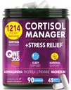 Cortisol Manager – Adrenal Support Supplement for Women & Men – Natural Stress Relief, Calm & Sleep Support – Cortisol Reducer with Ashwagandha, Magnesium, L-Theanine & Rhodiola – 90 Vegan Capsules