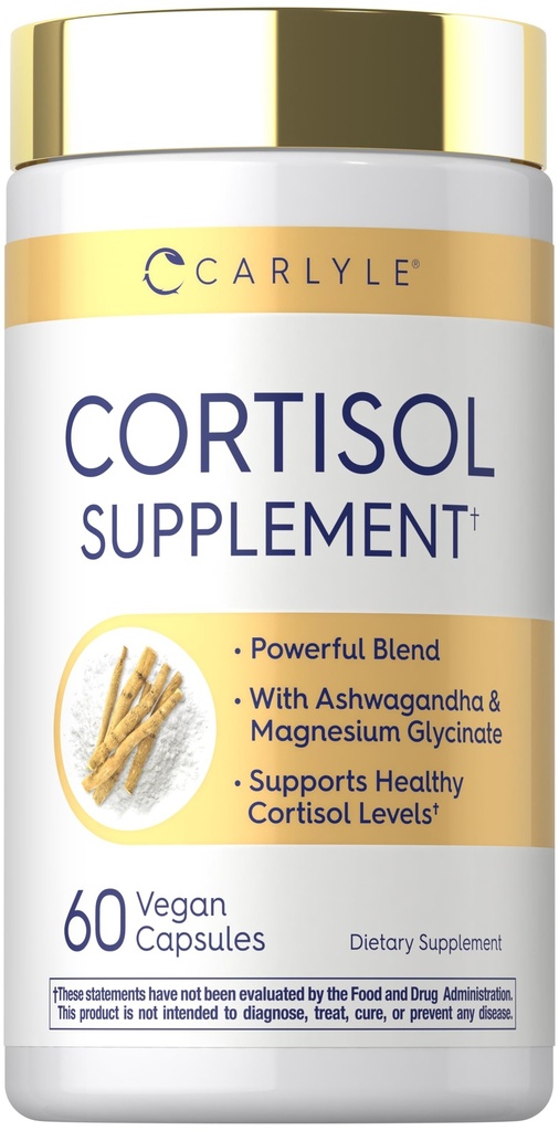 Carlyle Cortisol Supplement | 60 Vegan Capsules | Ashwagandha & Magnesium Complex | Non-GMO, Gluten Free