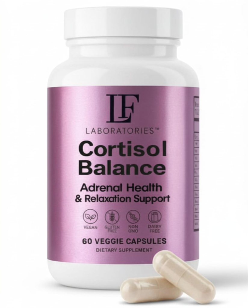 Stress & Cortisol Support Supplement for Calm, Mood & Sleep with Ashwagandha, L-Theanine & Phosphatidylserine Adrenal Balance Formula – Vegan, Non-GMO, 60 Capsules