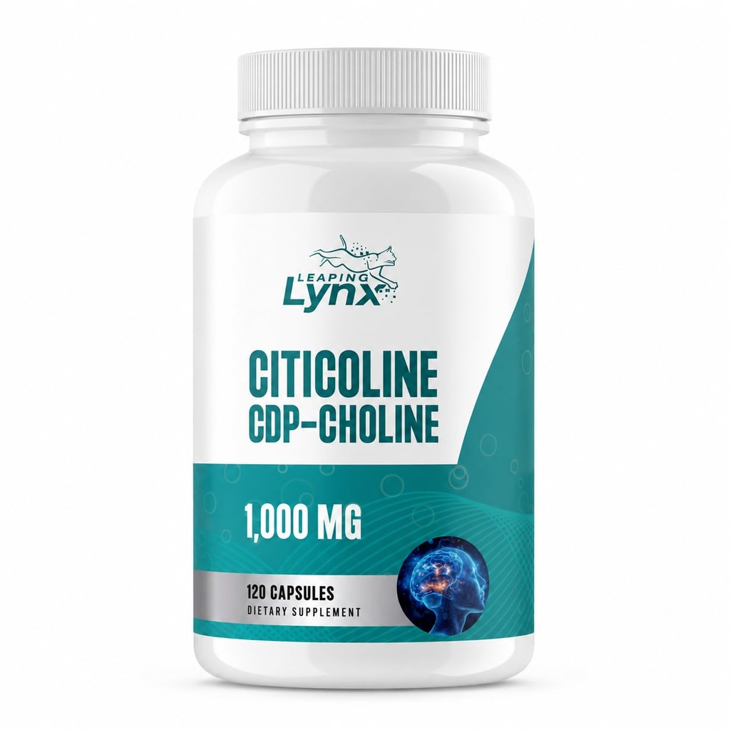 Leaping Lynx Citicoline 1000 mg (CDP Choline) Capsules – 120 Count – CDP Choline Supplement for Brain, Focus & Memory Support – Nootropic Choline Supplement – Non-GMO, ISO-Certified