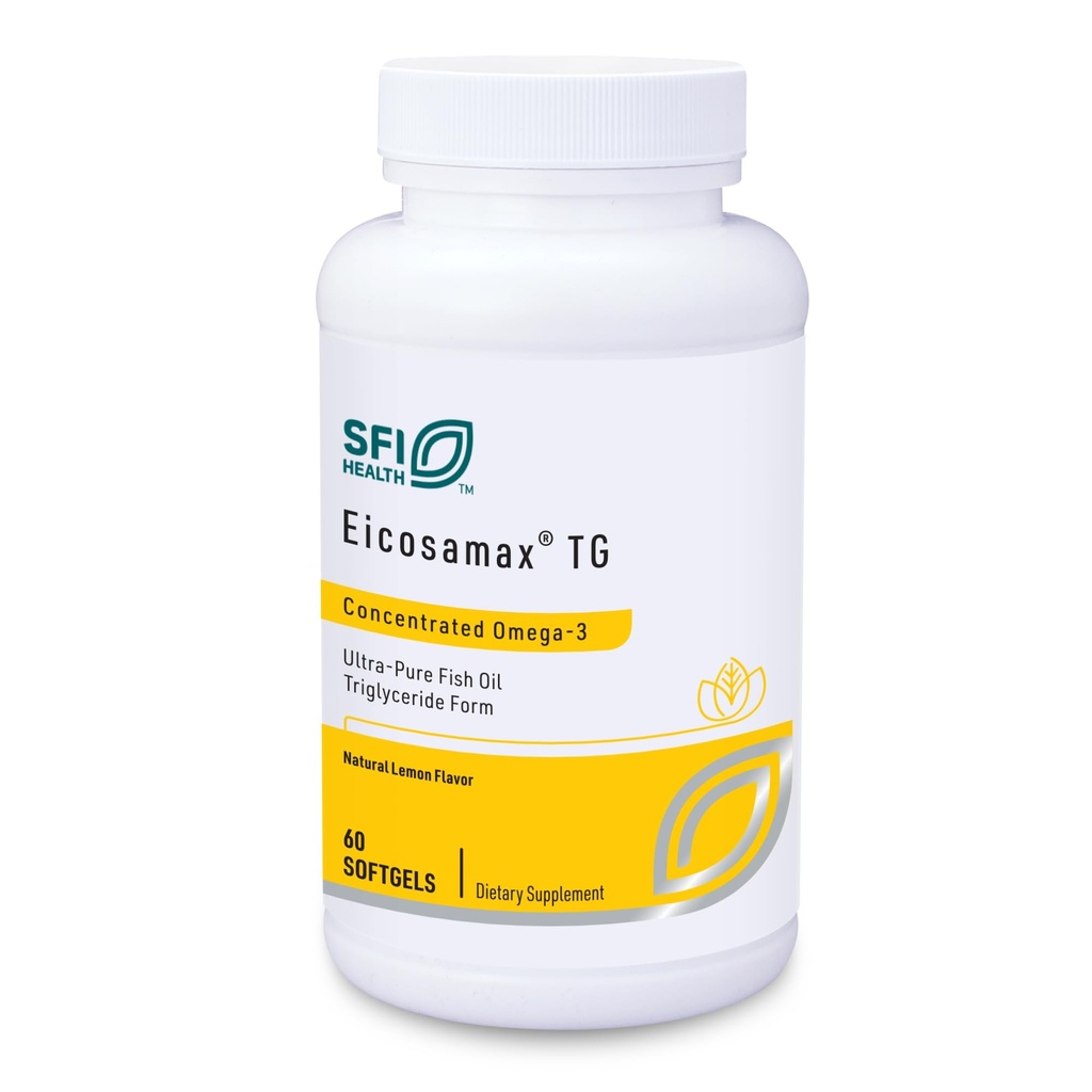 Klaire Labs SFI Health Eicosamax TG Fish Oil - Ultra Pure Omega-3 Fish Oil Pills with EPA/DHA - Sustainably Sourced - Natural Lemon Flavor for No Fishy Burps or Aftertaste (60 Softgels)