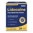 Sumifun 4% Lidocaine Patches Maximum Strength - Pain Relieving Gel Patch for Muscle Soreness, Back Ache, Knee, Neck & Joint Pains - Topical Analgesic (Large, Count, 31)