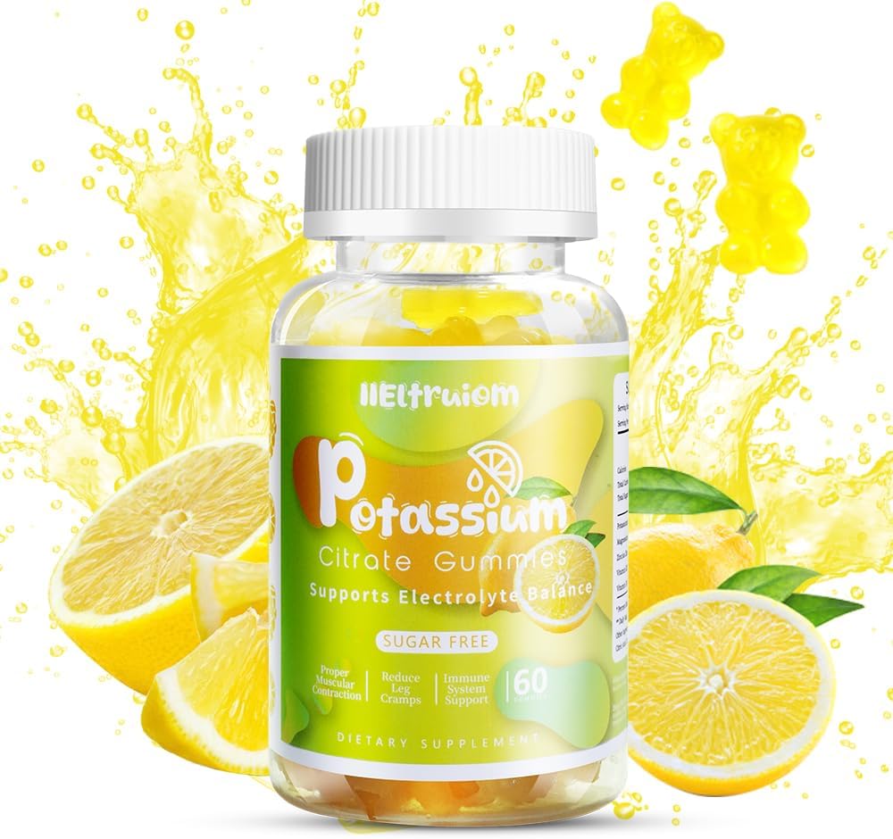 Κάλιο Κιτρικό Gummies, Κάλιο Μαγνήσιο Gummies, 600mg Συμπληρώματα καλίου για το πόδι Cramps & Μύες, Μαγνήσιο Γλυκινικό Gummies, Χωρίς Ζάχαρη