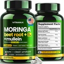 Moringa Capsules, Beet Root, Mullein Leaf - Energy, Skin, Immune Supplement Superfood, Rich in Antioxidants, Minerals & Essential Vitamins - High Absorption Non-GMO - Made in USA - 60ct