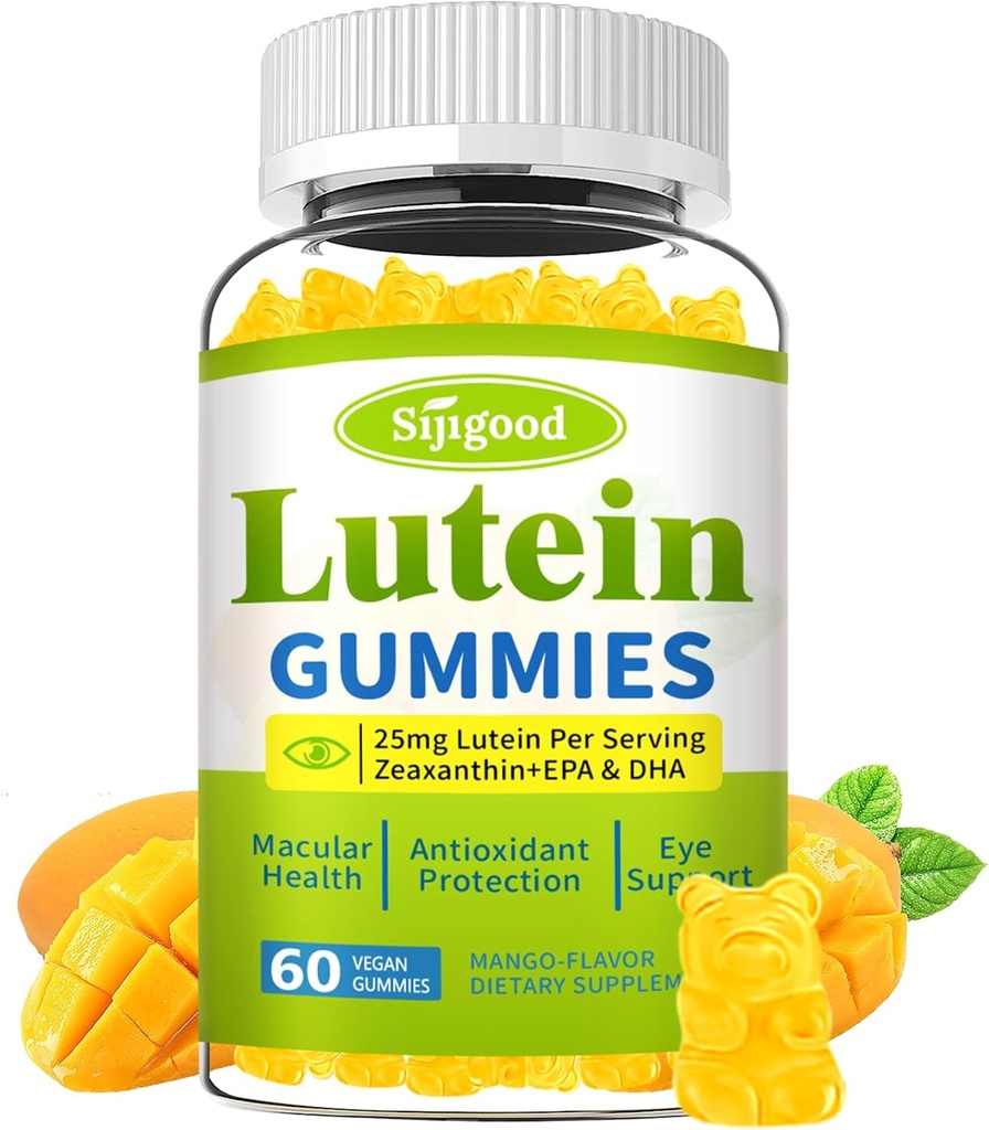 Lutein και Zeaxanthin Συμπληρώματα Gummies με Aspaxanthin & Bilberry Extract - Βιταμίνες ματιών με Omega-3, Βιταμίνες A, C, E, D3 & Ψευδάργυρο για την Υγεία Οράματος - Χωρίς ζάχαρη, Mango Γεύση, 60 Count