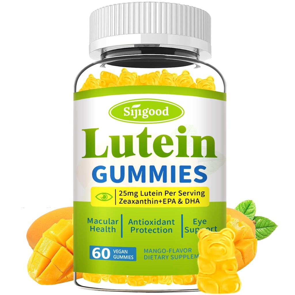 Lutein και Zeaxanthin Συμπληρώματα Gummies με Aspaxanthin & Bilberry Extract - Βιταμίνες ματιών με Omega-3, Βιταμίνες A, C, E, D3 & Ψευδάργυρο για την Υγεία Οράματος - Χωρίς ζάχαρη, Mango Γεύση, 60 Count