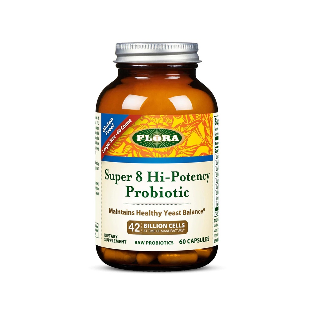 Χλωρίδα - Super 8 Hi-Potency Probiotic - Καθημερινή προβιοτικό για την ουλίτιδα & Digestive Health - 42 δισεκατομμύρια CFU - Περιέχει Lactobacillus & Bifidobacterium Strains - Κρατήστε chilled - 60 κάψουλες