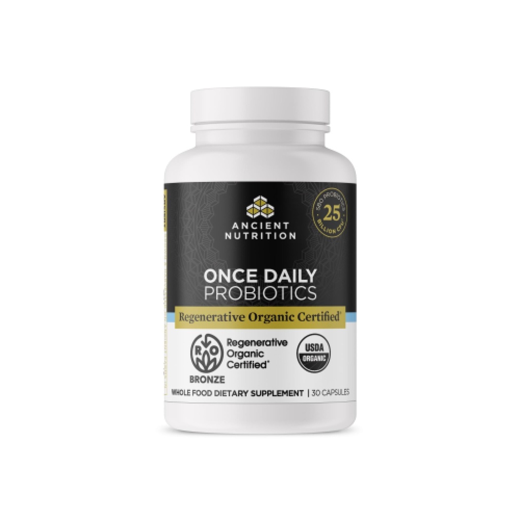 Ancient Nutrition Regenerative Organic Certified Probiotics, Daily Probiotics Once Daily, Healthy Digestion and Immune System Function Support, 25 Billion CFUs* Per Serving, 30 Count