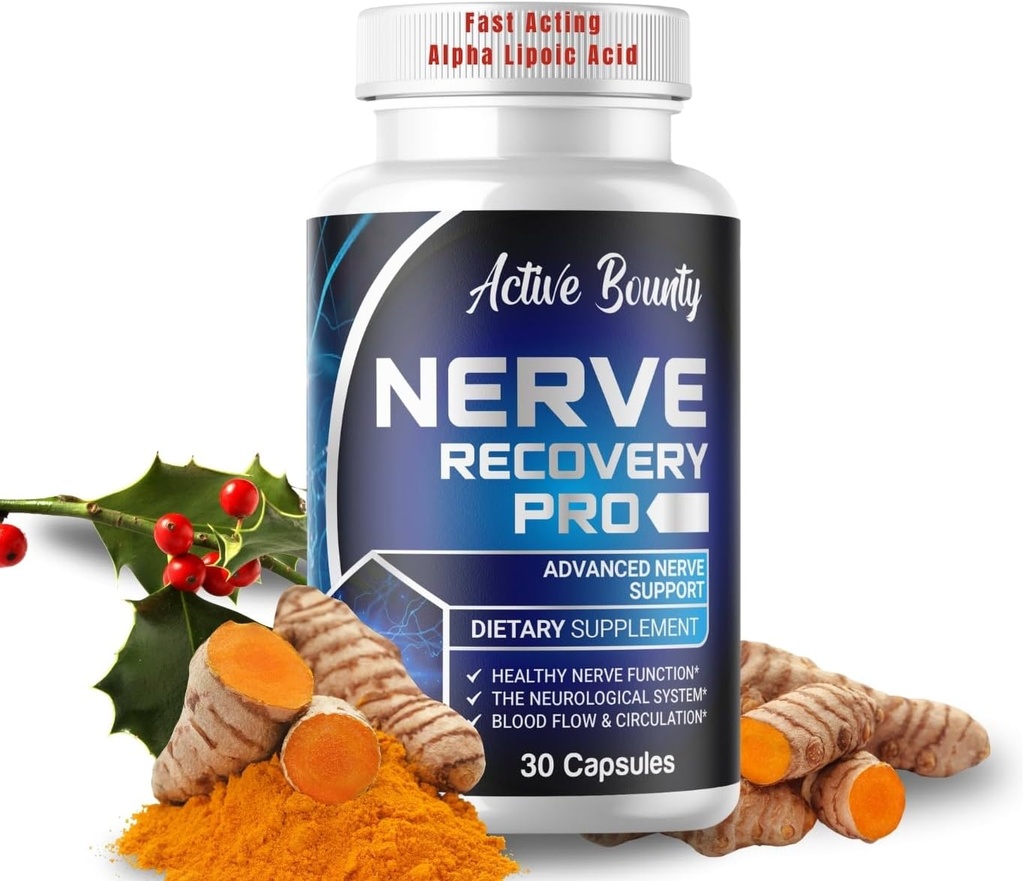 Nerve Recovery Pro – Nerve συμπλήρωμα υποστήριξης με Alpha Lipoic Acid, Turmeric & Acetyl-L-Carnitine – Υποστηρίζει υγιή νευρική λειτουργία, κυκλοφορία & ροή αίματος – 30 κάψουλες - 1 συσκευασία