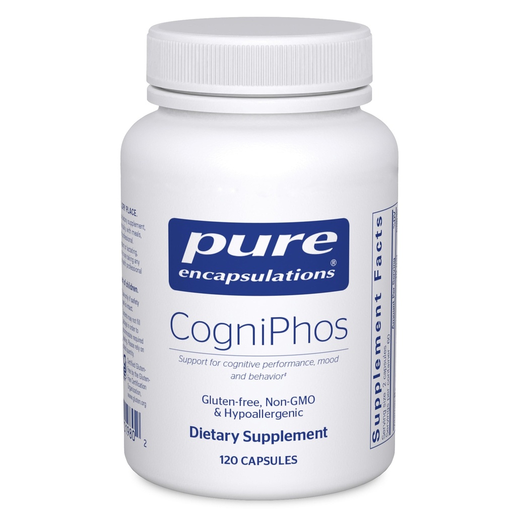 Pure Encapsulations CogniPhos - Acetyl-L-Carnitine Supplement with Cognizin Citicoline & Phosphatidylserine - Supports Memory & Positive Mindset - Vitamin B6 & Zinc - Gluten-Free - 120 Capsules