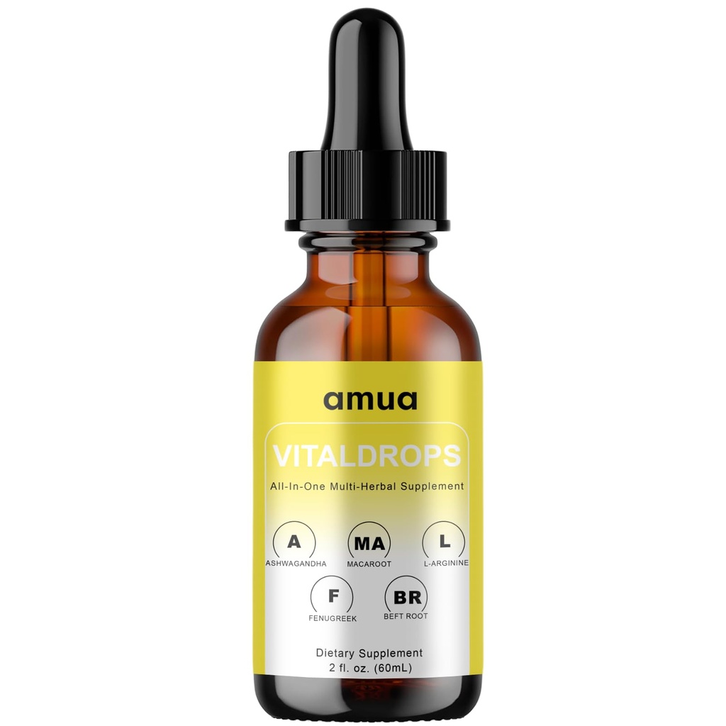 AMUA Vital Drops Weight gain,Organic Maca Root Liquid Drops with Ashwagandha, Fenugreek, Beet Root and L-Arginine Liquid Multivitamin