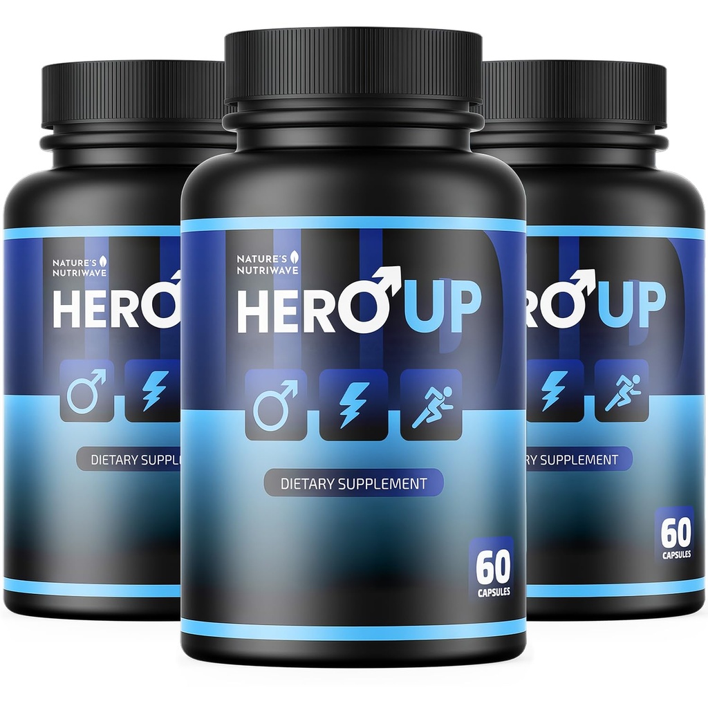 HeroUP - Natural Wellness Supplement with Plant-Based Ingredients – Non-GMO, Stimulant-Free | Made in the USA, GMP-Certified | 60 Capsules, 3 Month Suppy