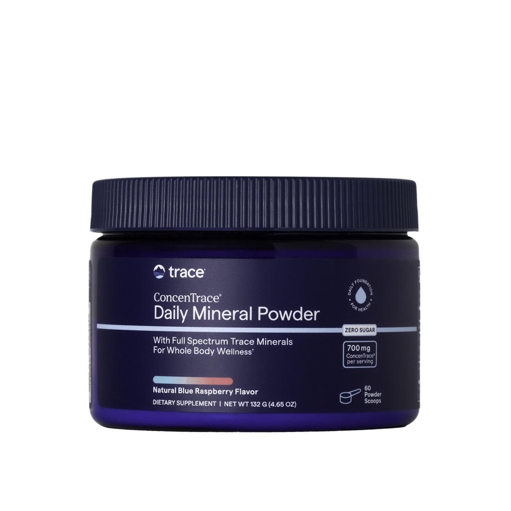 Trace Minerals ConcenTrace Daily Mineral Powder - Blue Raspberry Flavor - Supports Energy, Digestion & Bone Health - Multimineral Supplement with Magnesium, Chloride & Potassium - 60 Servings
