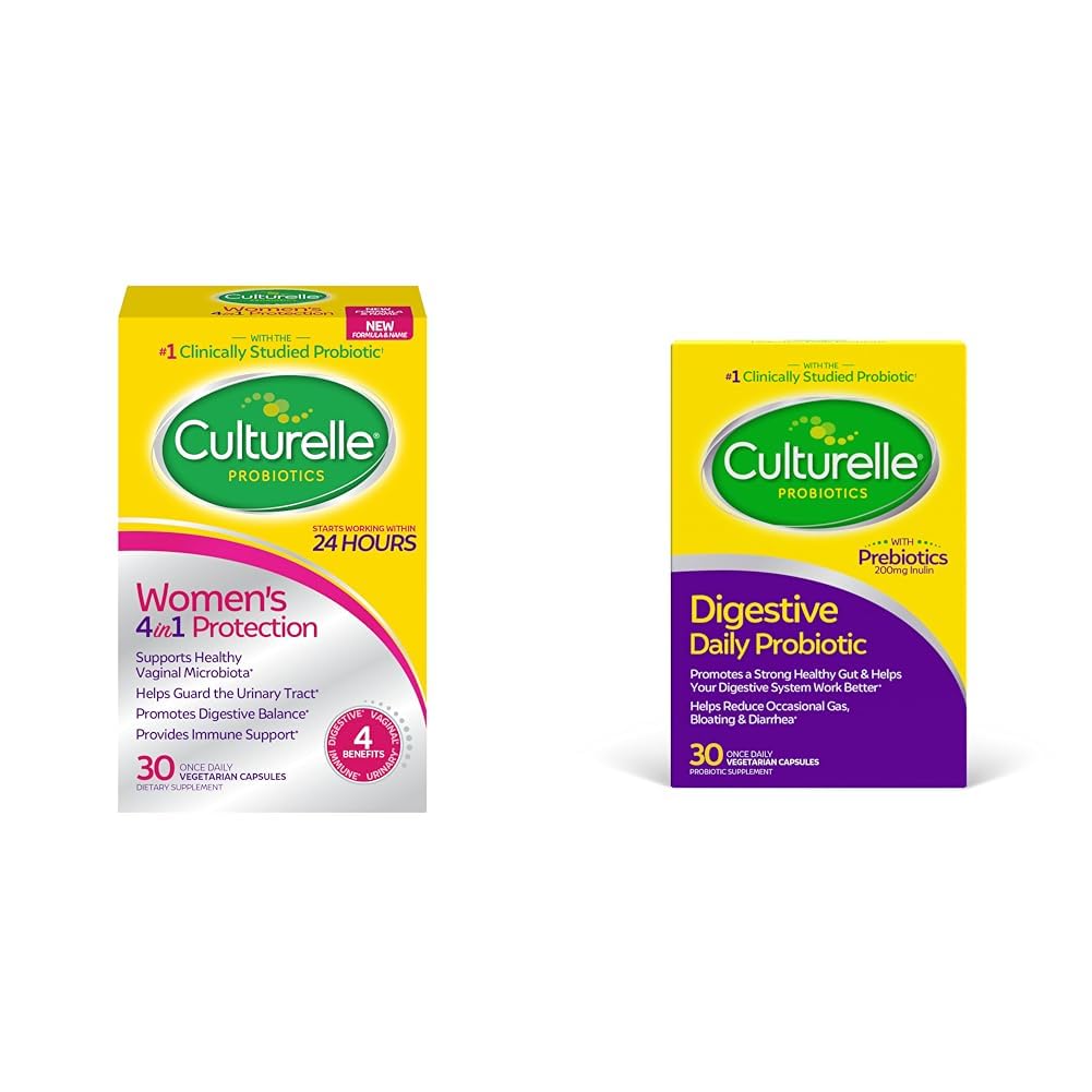Culturelle Women’s 4-in-1 Daily Probiotic Supplements for Women & Daily Probiotic Capsules for Men & Women, Most Clinically Studied Probiotic Strain