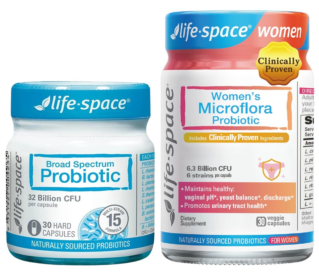 Life-Space Premium Broad Spectrum Probiotics + Women's Microflora Probiotic, Support for Daily Digestive Health and Women Health