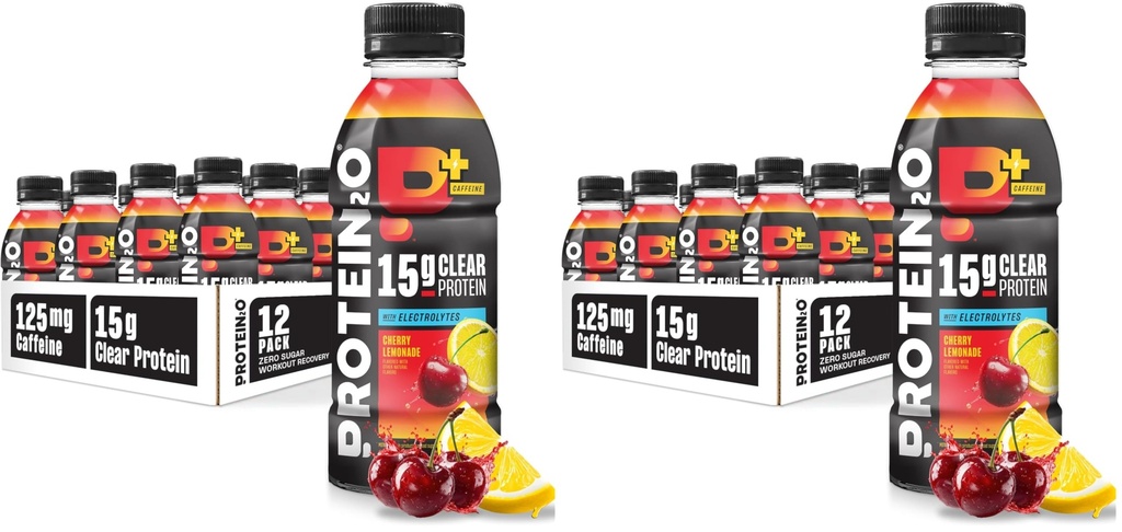 Protein2o 15g Whey Protein Infused Water Plus Energy,Cherry Lemonade,16.9 oz Bottle,(Pack of 24)