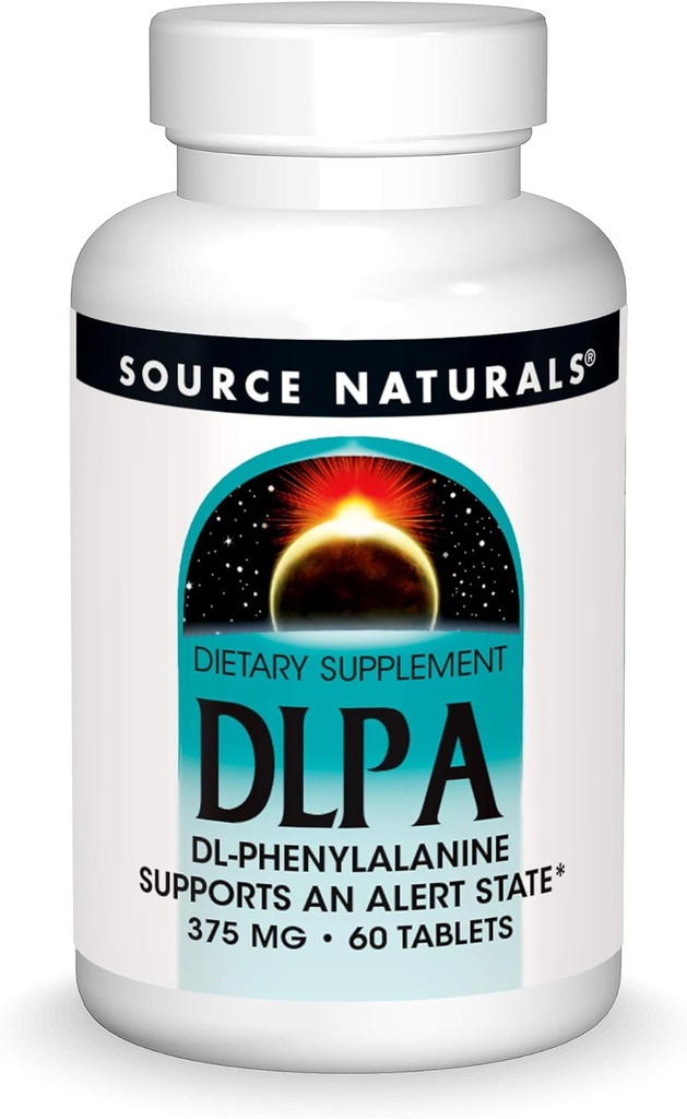 Source Naturals DLPA DL- Phenylalanine 375 mg συμπλήρωμα που υποστηρίζει κατάσταση συναγερμού - 60 δισκία