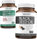 Μαύρος Σπόρος & Θαλάσσια Μος (1-Month Supply) Nourishing Nature Bundle of Black Seed Oil 120 κάψουλες Softgel (Non-GMO & Vegan) Ψυχρό-Pressed Nigella Sativa & Irish Sea Moss Κάψουλες (Non-GMO & Organic)
