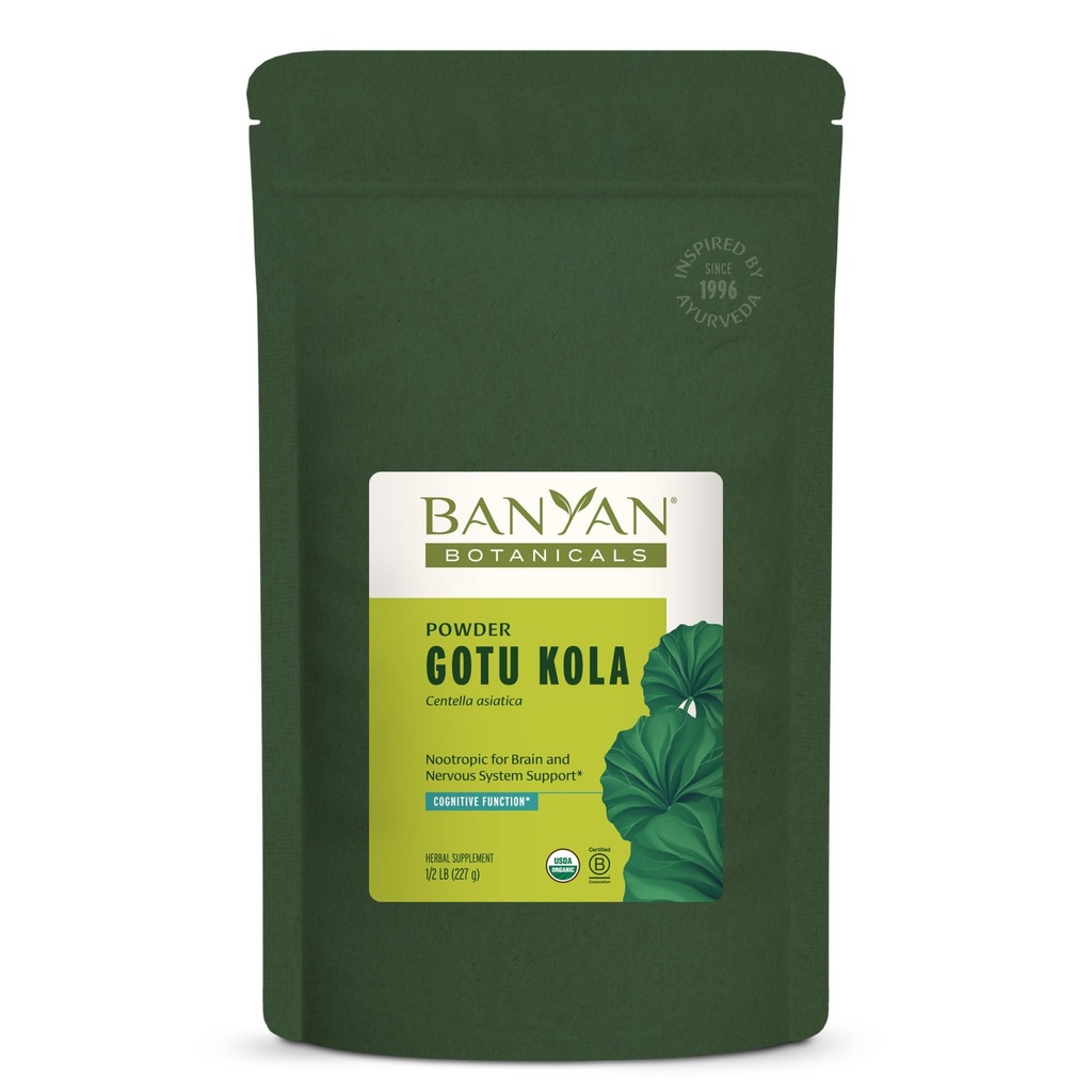 Banyan Botanicals Gotu Kola Powder – Organic Brahmi (Centella Asiatica) – Calming Nootropic Herb for Nervous System Support & Healthy Skin* – ½ lb. – Non-GMO Sustainably Sourced Vegan