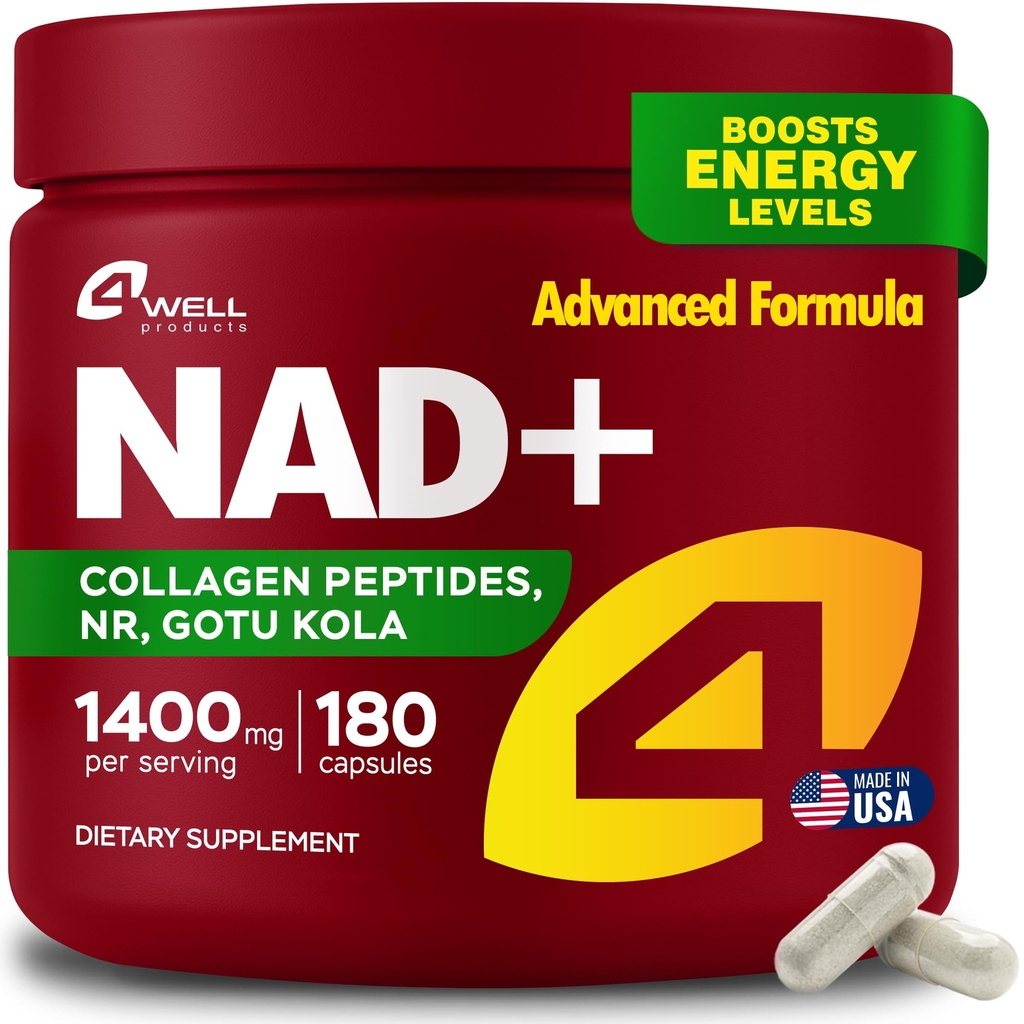 Gotu Kola and NAD Plus Supplement 1400mg - NMNH Supplement Alternative Supports Healthy Aging Complex with Nicotinamide Riboside & Gotu Kola, Collagen - Formula for Energy, Skin & Cognitive, 180 Caps