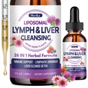 Liposomal Lymphatic Drainage Drops, 26 in 1 Liver Cleanse Detox & Repair with Milk Thistle, Echinacea, Glutathione, Vitamins, Lymph-Liver Cleanse, Gut & Metabolic Health - Mixed Berry Flavor 2 Fl Oz