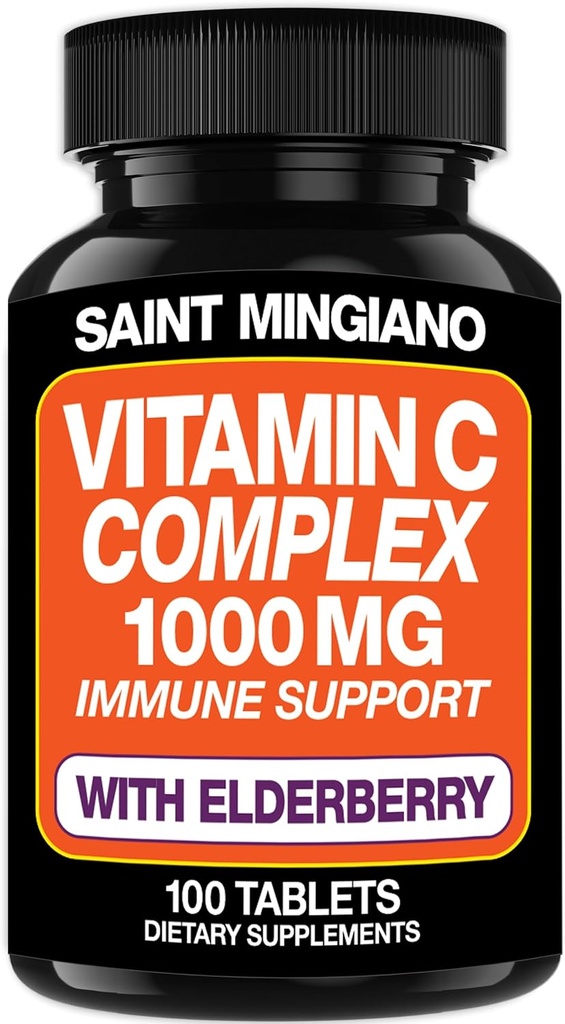 Βιταμίνη C 1000mg με το συμπλήρωμα Elderberry - Διπλή η τυπική δοσολογία με 14 ειδικά σχεδιασμένα συστατικά - 100 κάψουλες / 3 Μήνες «Προμήθεια