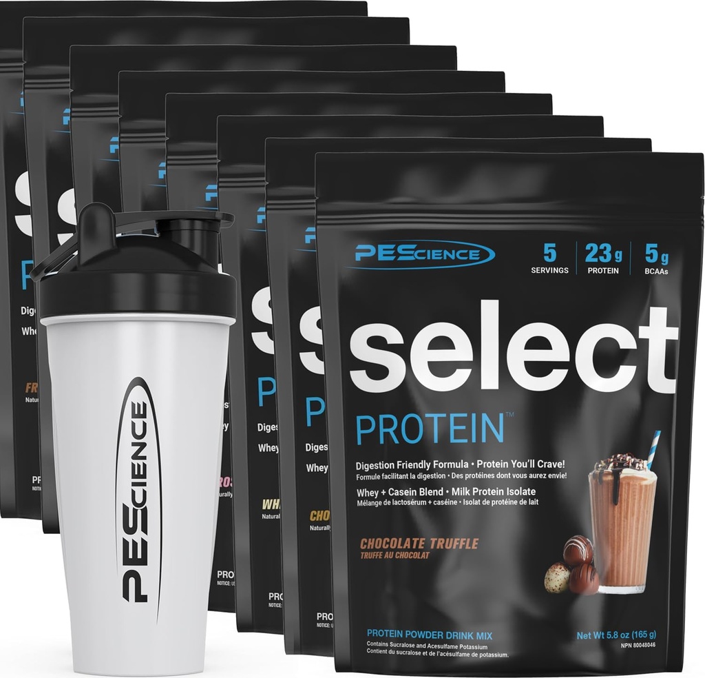 PEScience Select Protein Powder Variety Pack - 8 Flavors - 40 Servings - Protein Powder Sample Pack, Whey and Casein Blend, Keto Friendly, Gluten Free, Digestion Friendly, Amazing Taste