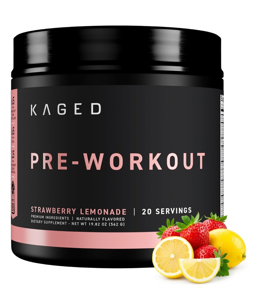 Kaged Original Pre Workout Powder | Strawberry Lemonade | Pre Formulated with Creatine, Beta Alanine, Pure Caffeine | 20 Servings