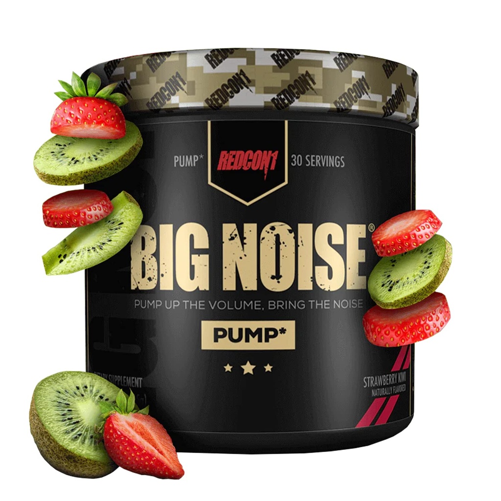 REDCON1 Big Noise Non-Stim Pre Workout - Pump, Muscular Endurance + Focus Enhancing Caffeine Free Pre Workout Powder - Keto Friendly Workout Powder for Faster Gains (Strawberry Kiwi, 30 Servings)