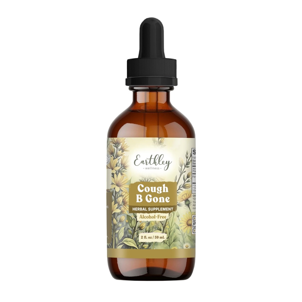 Earthley Wellness, Βήχας-B-Gone, Χωρίς Αλκοόλ Βότανο για Παιδιά & Ενήλικες (6 Μήνες+), Ψυχρό και Βήχα Remedy, Καταπραϋντικό Λαρύγγι, Προάγει την Υγεία του Πνεύμονα, και Αποτοξίνωση (2 Οζ, Παιδιά)