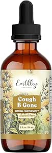 Earthley Wellness, Cough-B-Gone, Alcohol-Free Herbal Tincture for Kids & Adults (6 Months+), Cold and Cough Remedy, Soothes Sore Throats, Promotes Lung Health, and Detoxification (2oz, Kids)