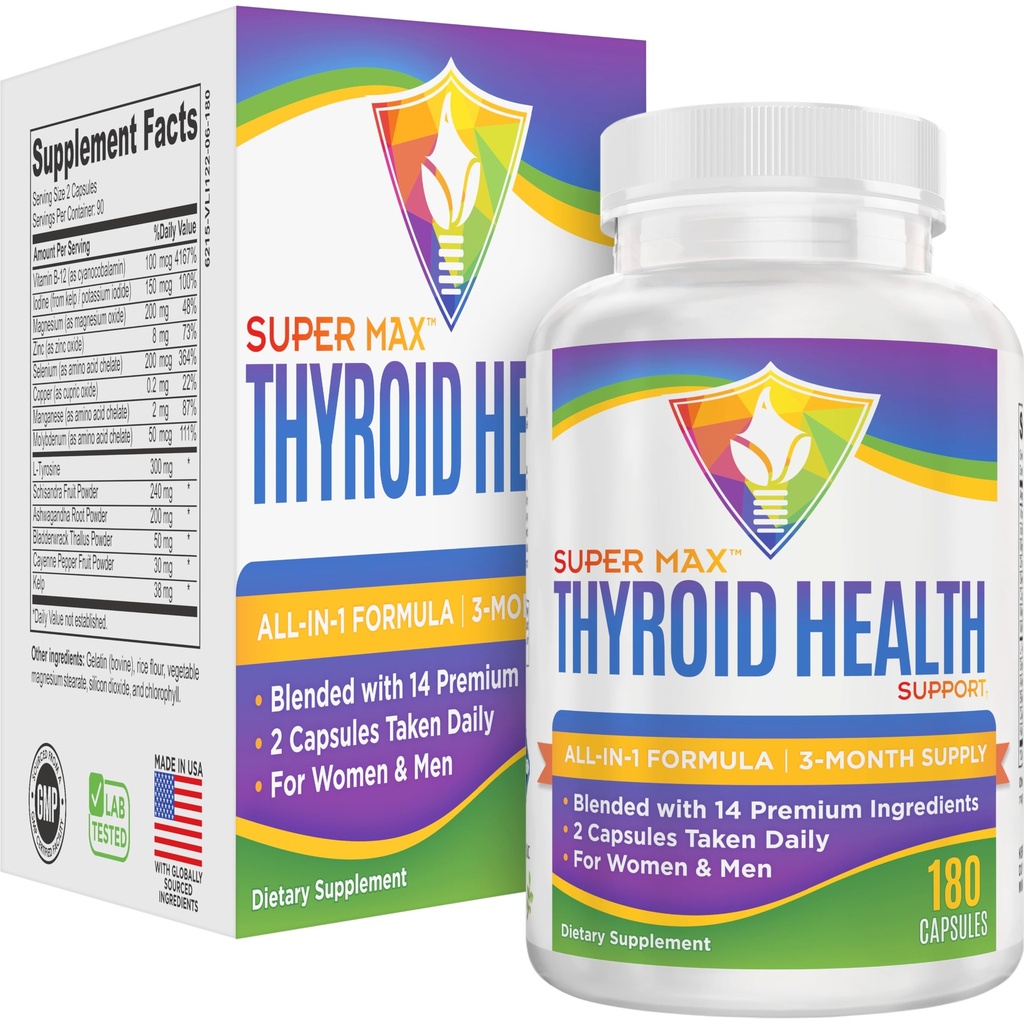 3-Month Thyroid συμπλήρωμα υποστήριξης (All-in-1) Φόρμουλα με 14 ενεργά συστατικά 