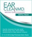 eosera Ear Clean MD Weekly Ear Cleaner Refill Pack - (12 Pack) 0.13 oz Premixed Stick Packs - Weekly Canal Cleaning Solution for Wax Blaster MD Irrigation System