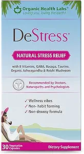 DeStress All-Φυσικό: Κάψουλες Veggie, με Βιταμίνες Β, Μαγνήσιο, Ashwagandha και L-Θεανίνη συμπλήρωμα, Άγχος ανακούφιση, 30 Κάψουλες Veggie, Συμπληρώματα ανακούφισης από το στρες Βιολογικά Εργαστήρια Υγείας
