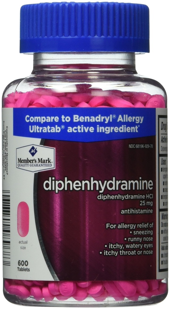Member's Mark 25 mg Diphenhydramine Allergy (600 Count)