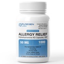 Puregen Labs Diphenhydramine HCl 50 mg Capsules – 1000 Count – Antihistamine I Allergy & Cold Symptoms Relief - Sneezing, Runny Nose, Itchy Eyes & Throat