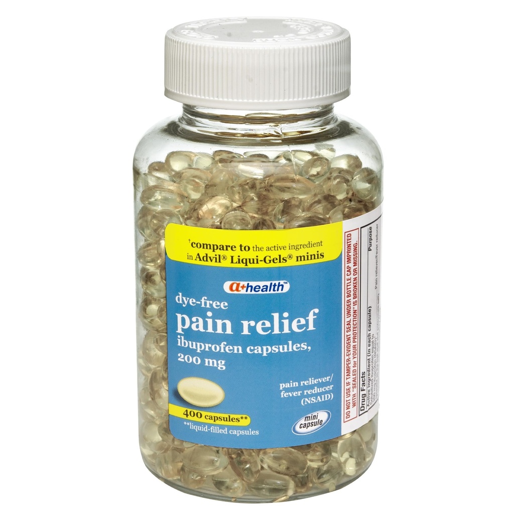 A+Health Dye-Free Ibuprofen 200 Mg Mini Softgels, Pain Reliever/Fever Reducer (NSAID), 400 Count