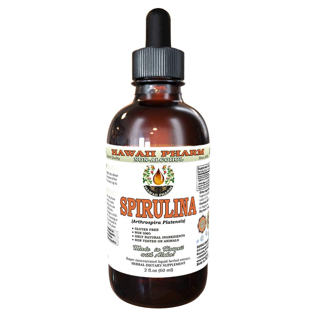 Spirulina Alcohol-free Liquid Extract, Organic Spirulina (Arthrospira platensis) Αποξηραμένα Άλγα Γλυκερίτης Φυσικό συμπλήρωμα βοτάνων, Hawaii Pharm, USA 2 fl.oz