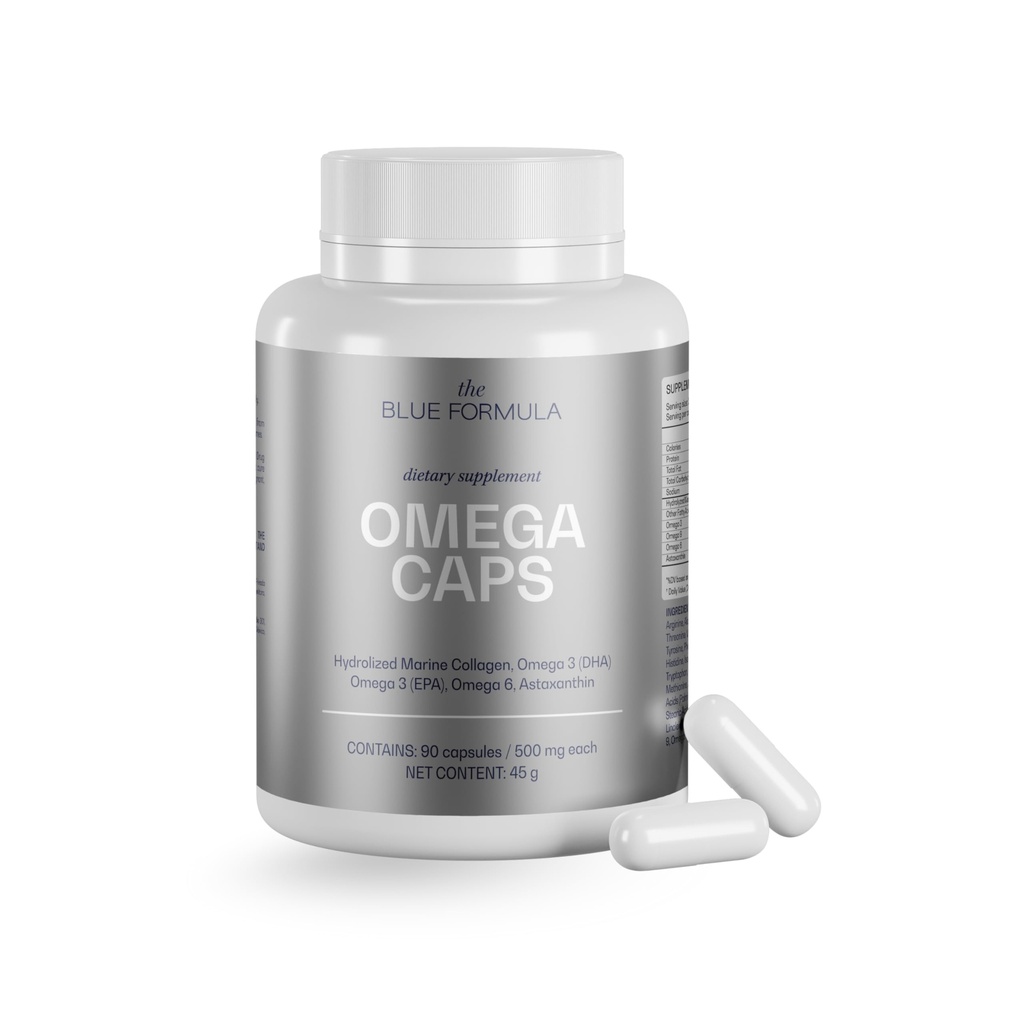 Omega 3-6-9 Capsules with Hydrolyzed Marine Collagen + Astaxanthin - Fish Oil with DHA & EPA - Unflavored, No Fishy Aftertaste - 90 Capsules (500 mg)