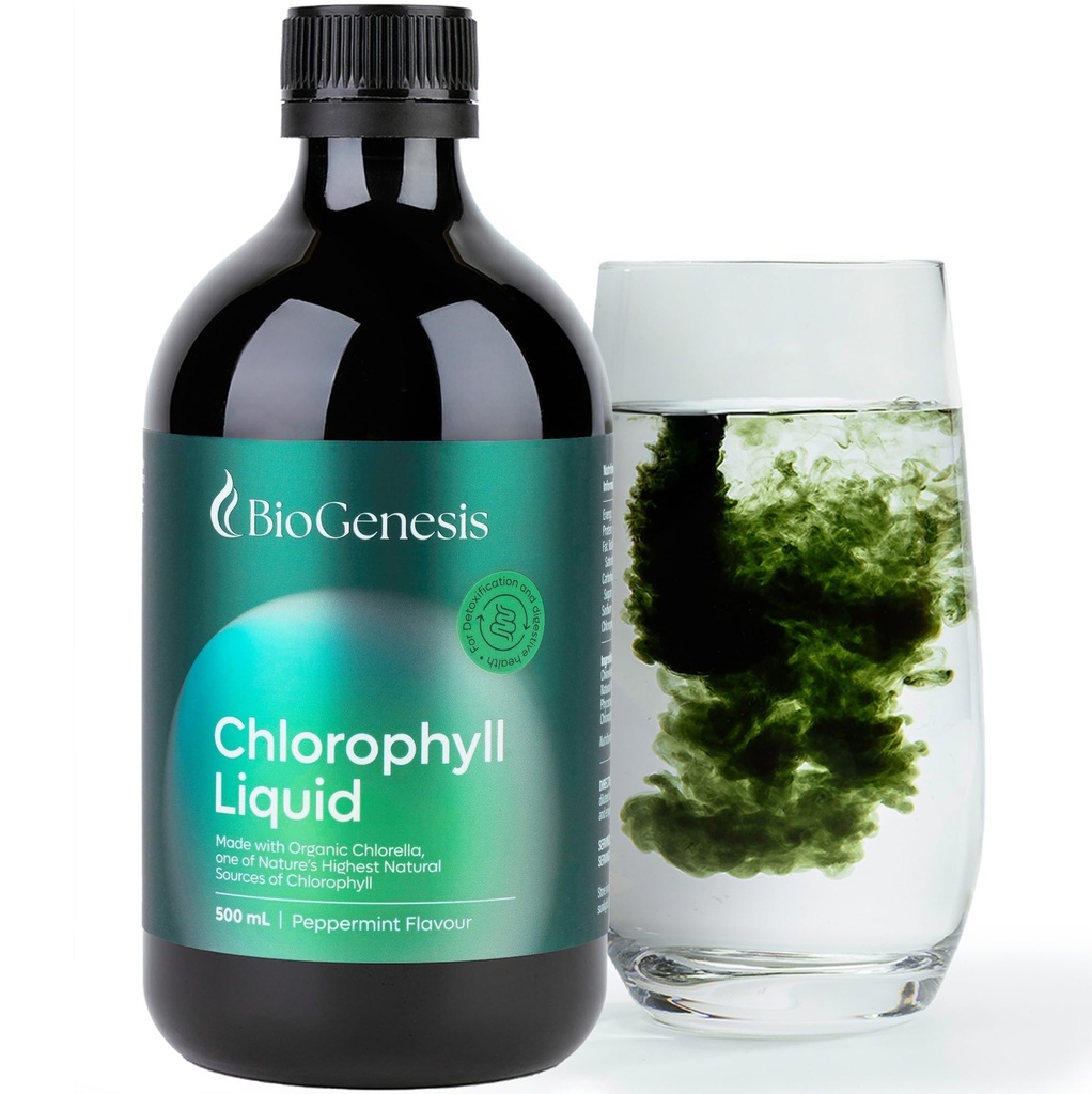 Biogenesis Chlorophyll Liquid 17oz – Peppermint Flavor | Internal Deodarizer | Supports Cleansing, Energy & Digestion | 100% Australian Grown