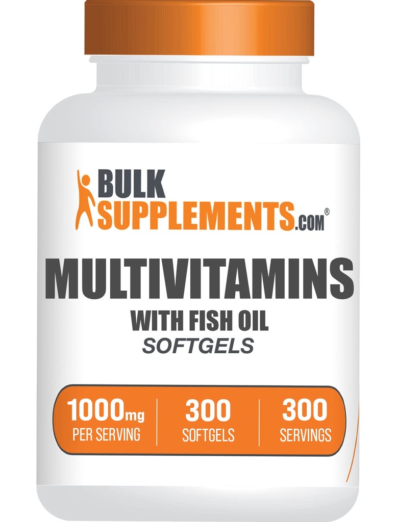 BulkSupplements.com Multivitamin Softgels - Daily Multivitamin Supplement, Multimineral for Men and Women with Fish Oil - Χωρίς γλουτένη, 1 Softgel per Serving (1000mg), 300 Count (Pack of 1)